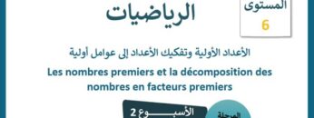 الرياضيات المستوى السادس الأسبوع الثاني الدرس الأول (المدرسة الرائدة)