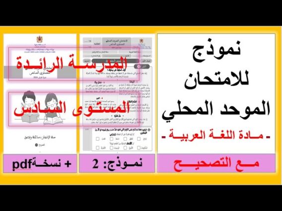 الامتحان الموحد المحلي، اللغة العربية المستوى السادس المدرسة الرائدة. نموذج:2