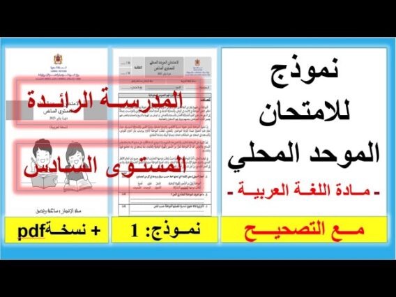 الامتحان الموحد المحلي، اللغة العربية المستوى السادس المدرسة الرائدة. نموذج:1