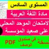 الامتحان الموحد المحلي في مادة اللغة العربية: المستوى السادس