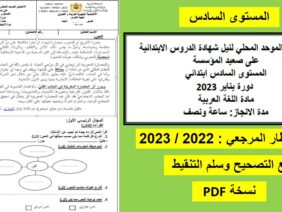 الامتحان الموحد على صعيد المؤسسة  مادة اللغة العربية