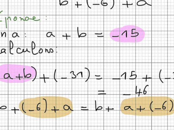 Cours des nombres décimaux relatifs  somme et différence 1er AC séance 4