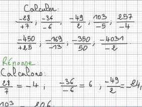 Exercice12 sur le cours des nombres décimaux relatifs produit et quotient 1er Ac