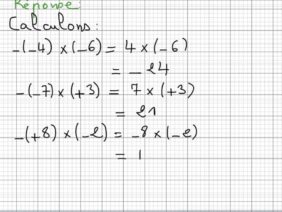 exercice3 sur le cours des nombres décimaux relatifs produit et quotient 1er AC