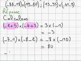 exercice5 sur le cours des nombres décimaux relatifs produit et quotient 1er AC