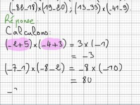 exercice6 sur le cours des nombres décimaux relatifs produit et quotient 1er AC